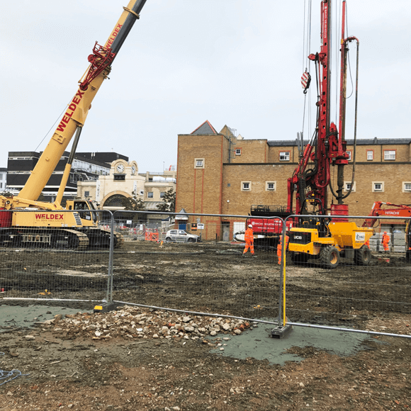 A piling mat used as part of the Marketfield Way project